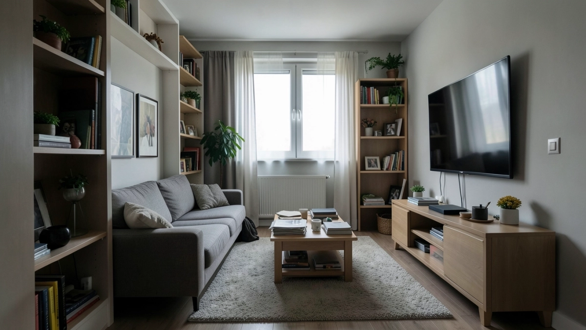 aranżacja salonu w bloku 20 metrów