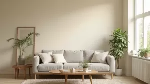 Beżowe ściany w salonie