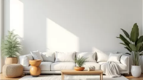 Białe ściany w salonie jakie dodatki