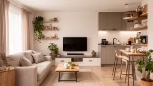 Salon z aneksem 22m2 projekt