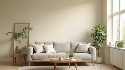 Beżowe ściany w salonie